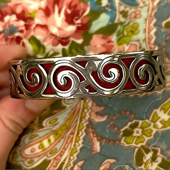 Brighton Silver and Red Bracelet Baangle cuff - Picture 1 of 4